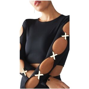 SavageXFenty Top Black Gold Accents GORGEOUS TOP NWT XSmall